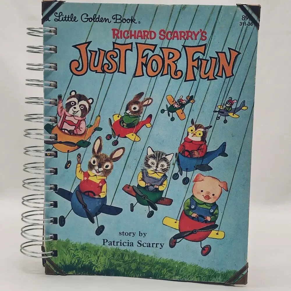 Recycled Spiral Notebook Diary, Just For Fun, Altered Book Journal